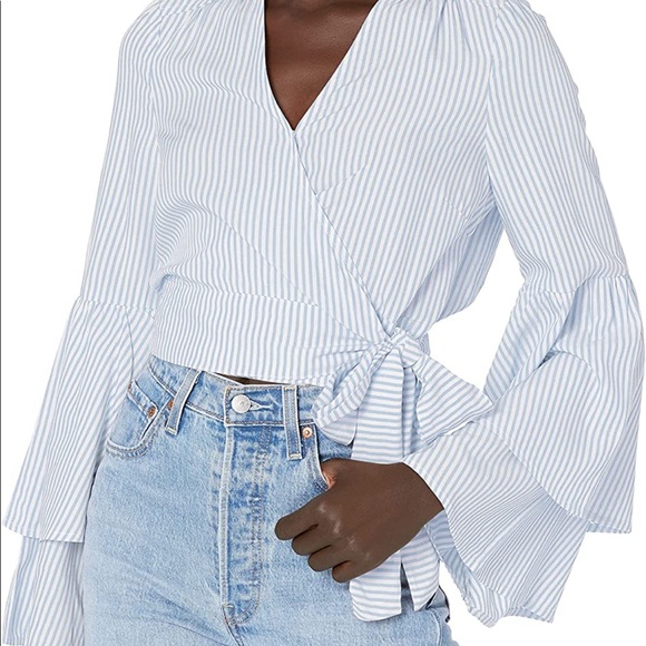 NWOT BB Dakota Making Waves Blue Stripe Bell Sleeve Top - Picture 1 of 2